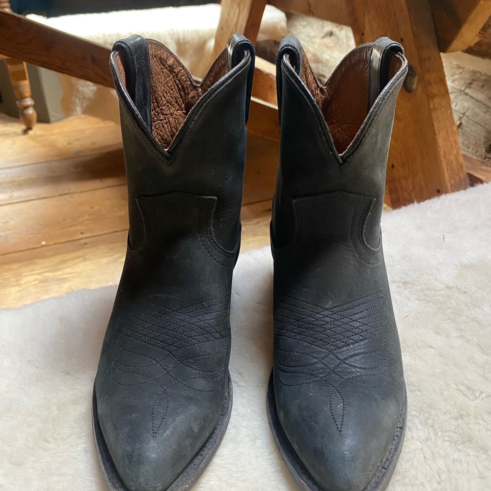 Frye Black Ankle Booties Western Style